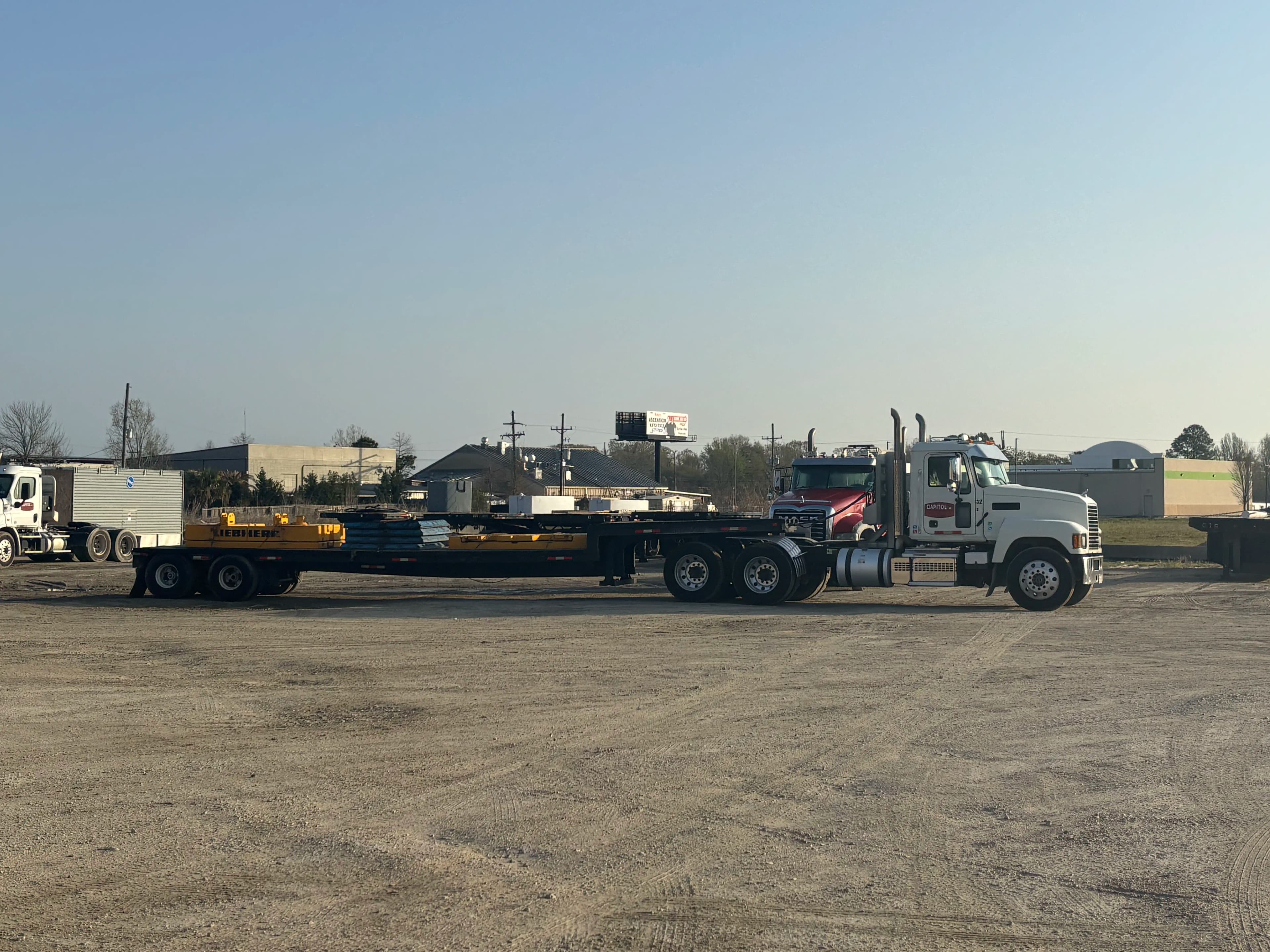 Semi Trailer truck transporting Drain inlets